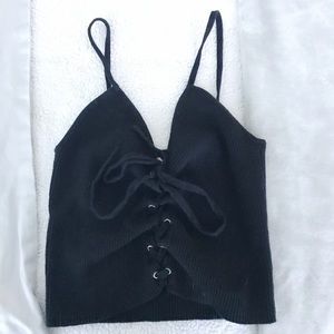 Pacsun (LA Hearts) - Black tie up crop top
